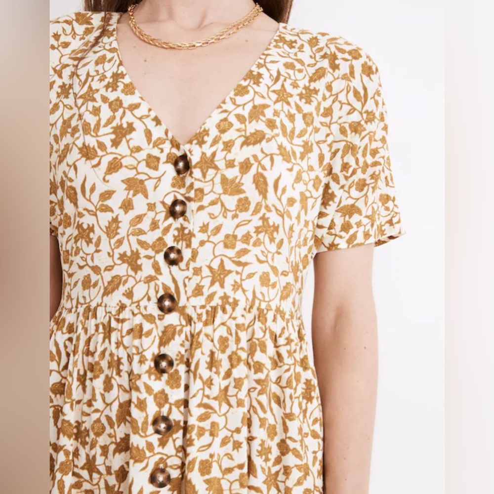 Madewell Button-Front Midi Dress in Batik Vine in Pearl Ivory - Picture 4 of 8